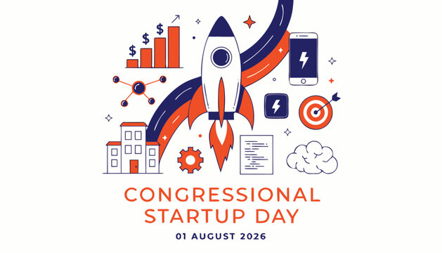 Rocket ship launching for the congressional startup day business event