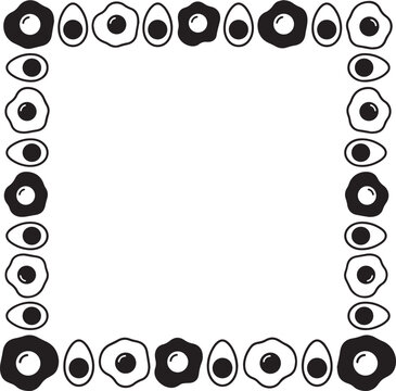 Egg Day border with fried and boiled eggs during breakfast with copy space vector illustration