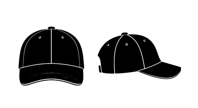 Vector illustration of baseball cap front and side view on a transparent background