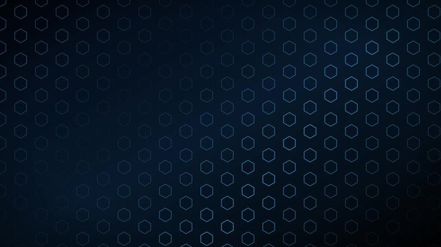 Dark blue hexagon pattern motion background, abstract geometric technology concept animation 4k
