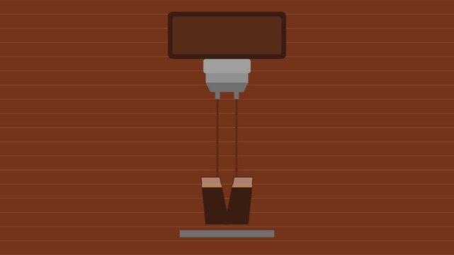 Industrial hydraulic press machine compressing metal block in minimalist 2 d animation 4k compression