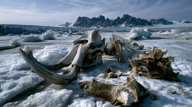 mammoth skeleton in the ice