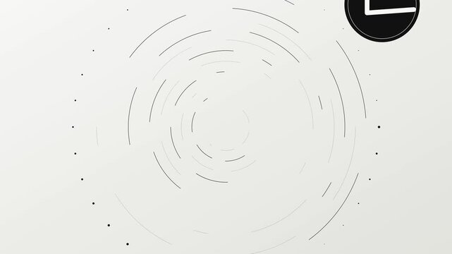 Minimalist abstract clock animation with rotating checkmark and circular lines 4k