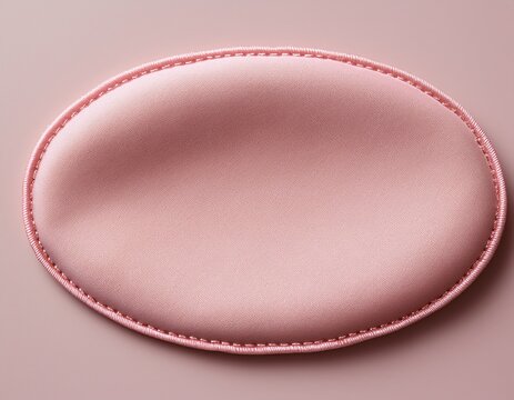 light pink oval fabric patch blank with stitched border detail