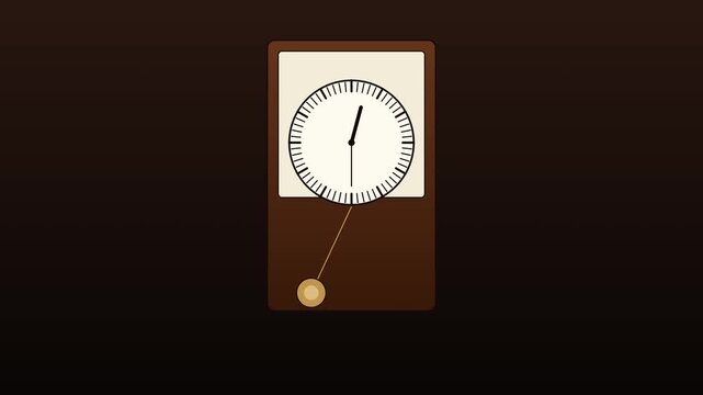 Minimalist pendulum wall clock animation with moving hands and swinging motion for time management and productivity concepts 4k