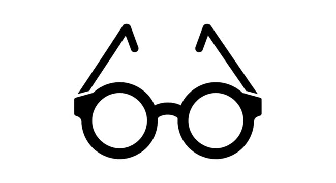 Vector illustration of black round glasses icon on a transparent background