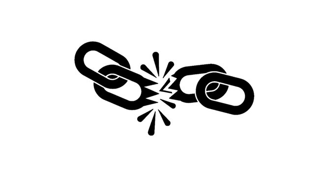 Vector illustration of broken chain link icon on a transparent background