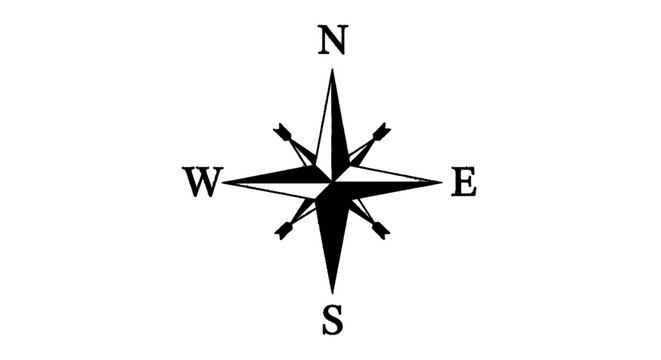 Vector illustration of compass rose icon on a transparent background
