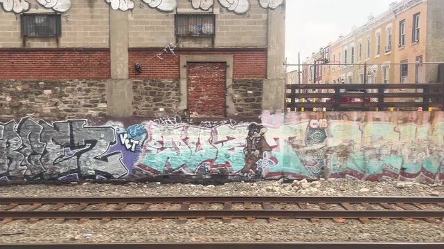Urban industrial train corridor scenery