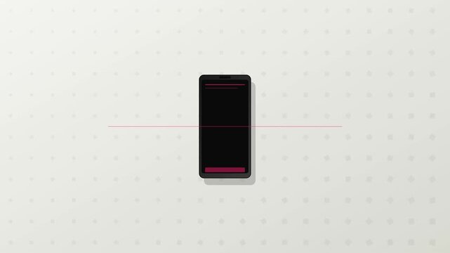 Smartphone rotating and transforming from horizontal to vertical screen orientation on minimalist animation 4k background