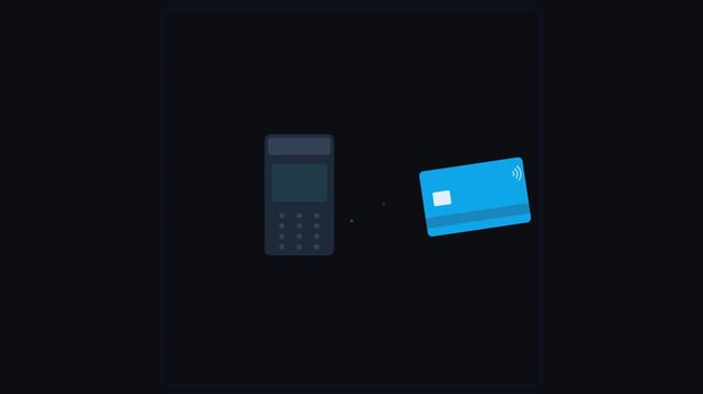 Contactless Payment Transaction Animation Showing a Credit Card Tapping a Terminal for Modern Cashless Shopping