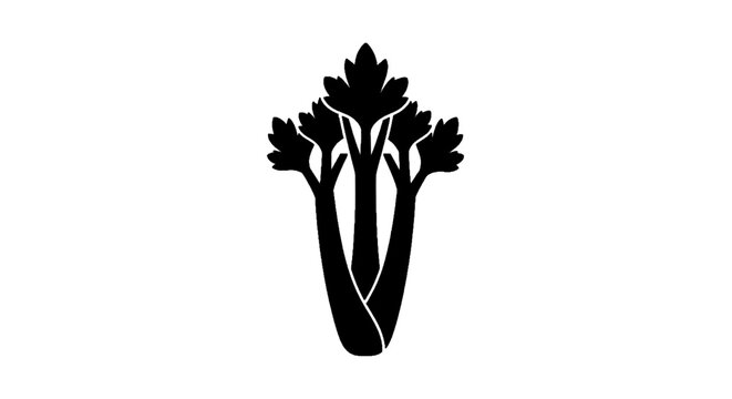 Vector illustration of fresh celery stalk icon, vegetable silhouette on a transparent background