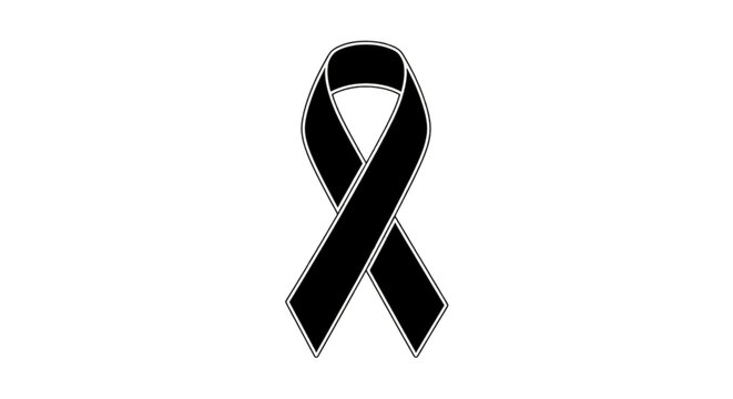 Vector illustration of black awareness ribbon icon on a transparent background