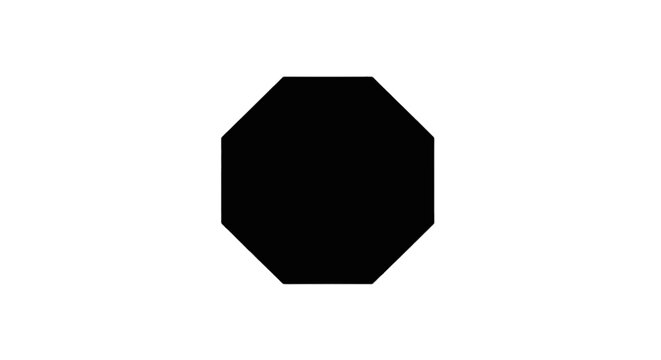 Vector illustration of black octagon shape on a transparent background