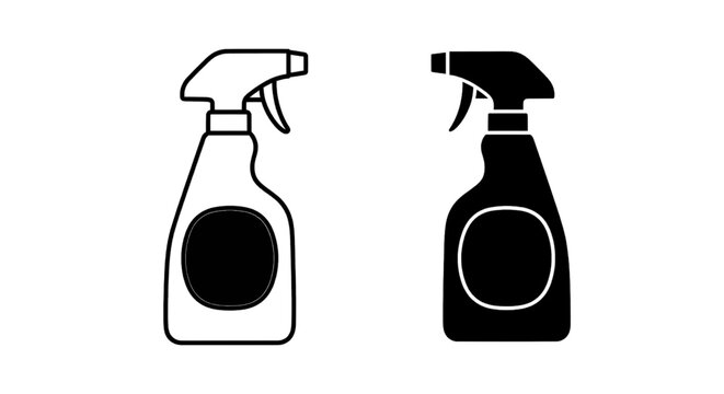 Vector illustration of spray bottle icon set, cleaning product container, vector illustration on a transparent background