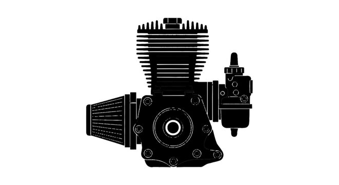 Vector illustration of small internal combustion engine silhouette, on a transparent background