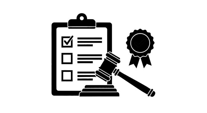 Vector illustration of legal compliance and regulatory approval icon on a transparent background