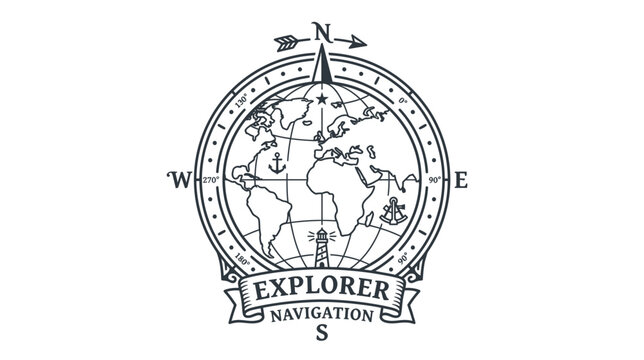 Explorer Navigation Compass Globe Logo Vintage Style