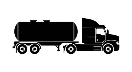 Fototapeta premium Vector illustration of tanker truck silhouette icon on a transparent background