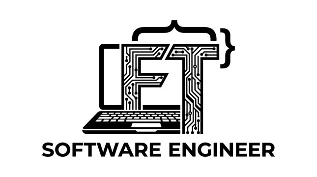 Software engineer logo on laptop screen.