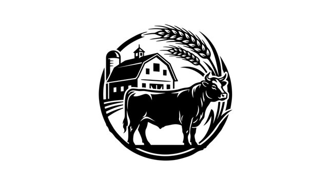 Black and white cow standing still.