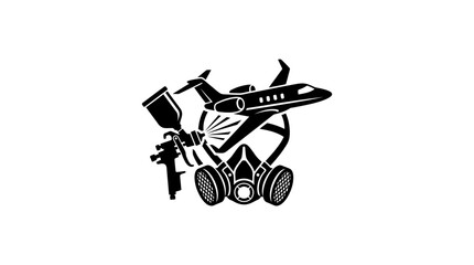 Fototapeta premium Airplane with gas mask and spray.