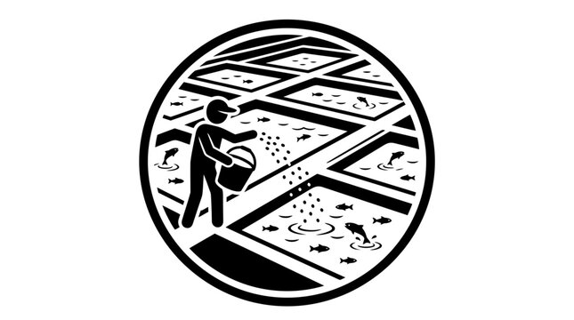 Man spreading seeds on garden beds.