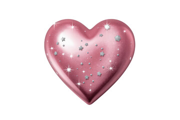 Fototapeta premium Pink heart glitter with sparkling stars for passionate love celebrating valentine's day on transparent background