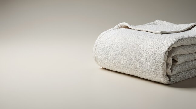 Folded soft white blanket on a neutral background.