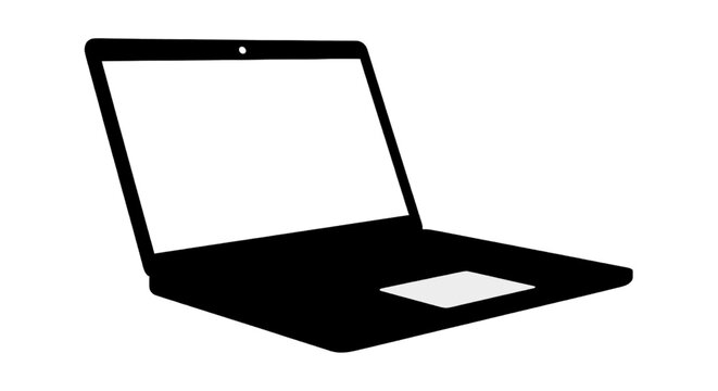 Vector illustration of silhouette of a laptop computer on a transparent background