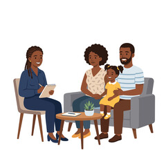 Obraz premium Family therapy session with African American family and therapist