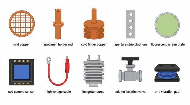 Collection of industrial and scientific equipment icons.