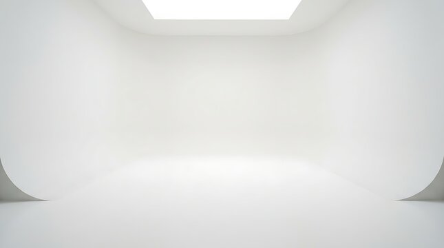 Clean white cyclorama studio seamless background with overhead light