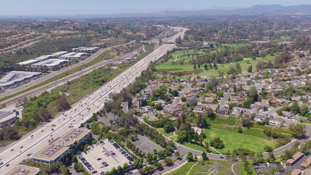 Mission Viejo California Aerial of Interstate 5 and Suburban Offices 02