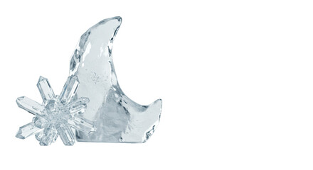 Fototapeta premium pristine abstract ice wave and crystalline sculptures isolated on transparent cyclorama (60% copy space), sharp focus, macro detail, soft cinematic light. concept of winter luxury and elegance