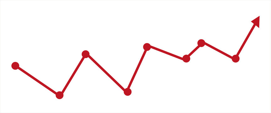 Red chart arrow path with point dots for bear market or financial loss in business, forex market, stocks banner template in transparent background eps 10