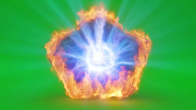 Burning crystal of destiny shining through despair and hope on green screen background