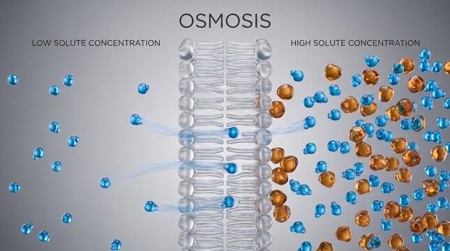 Osmosis Particles Crossing Semipermeable Membrane Toward Dense Solution