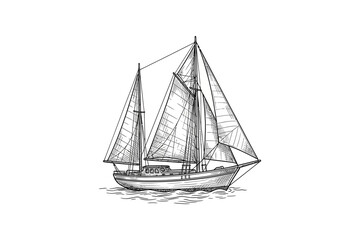 Hand Drawn Schooner Sailboat Vector Illustration © sukses