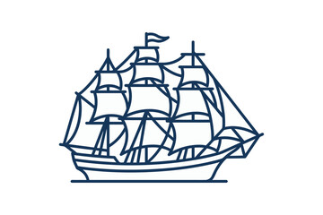 Minimalist Tall Ship Vector Illustration © sukses