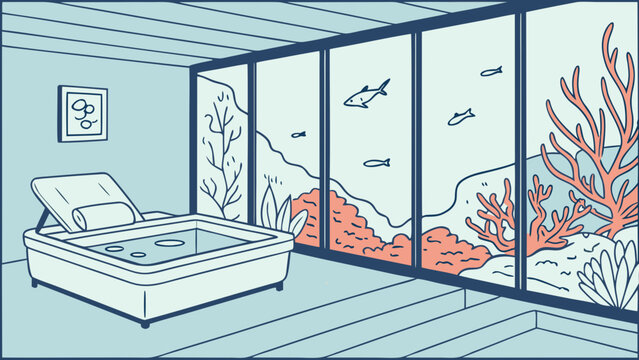 Luxury relaxation room with hot tub and underwater view relaxation underwater