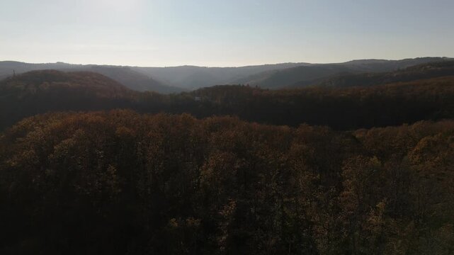 Rhine Valley Autumn Ridge Aerial Wide Boppard