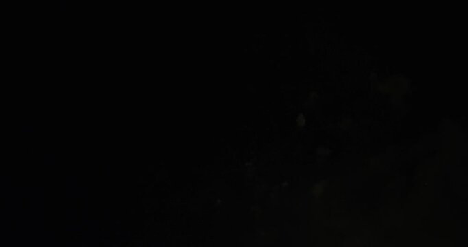 Majestic, Large Aerial Fireworks Shooting Into Smokey Night Sky