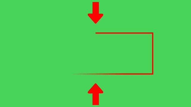 Green Rectangle Highlighted by Red Vertical Arrows Indicating Compression or Focus