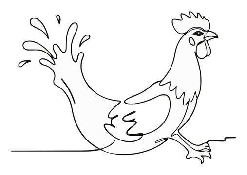 Kung pao chicken splashing liquid line art. Generative AI