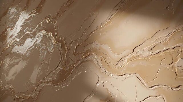 High angle view of elegant beige Venetian plaster surface featuring organic patterns and subtle light transitions