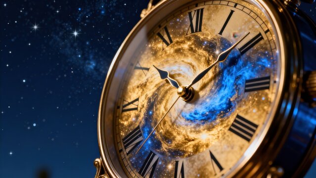 Clock with galaxy design on face