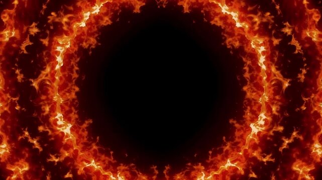 Intense Fiery Vortex Swirling in Dark Space Creating a Dramatic Abstract Energy Background for Digital Effects