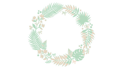 Elegant Watercolor Tropical Leaf Wreath Featuring Lush Exotic Foliage and Greenery Branches Hand-Painted Artistic Vector Illustration Isolated on a White Background for Botanical Wedding Designs © Lang