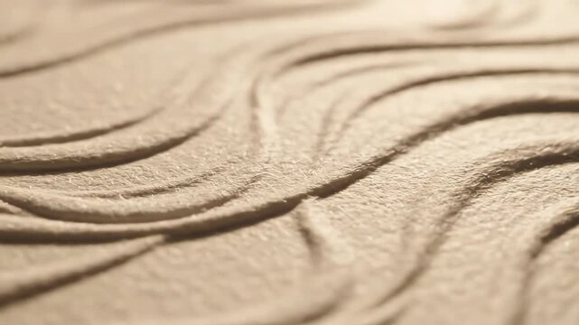 Slow motion pan across cream colored cardstock featuring elegant embossed organic wave patterns and delicate shadows